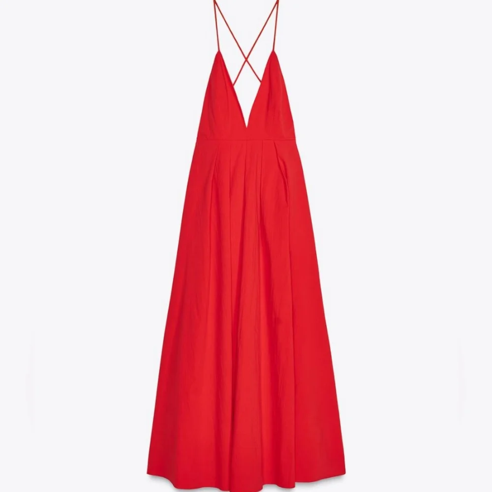 Zara Open Back Dress Strappy Ajustable Straps Pockets red Zw Collection Sz M NWT - Picture 10 of 16